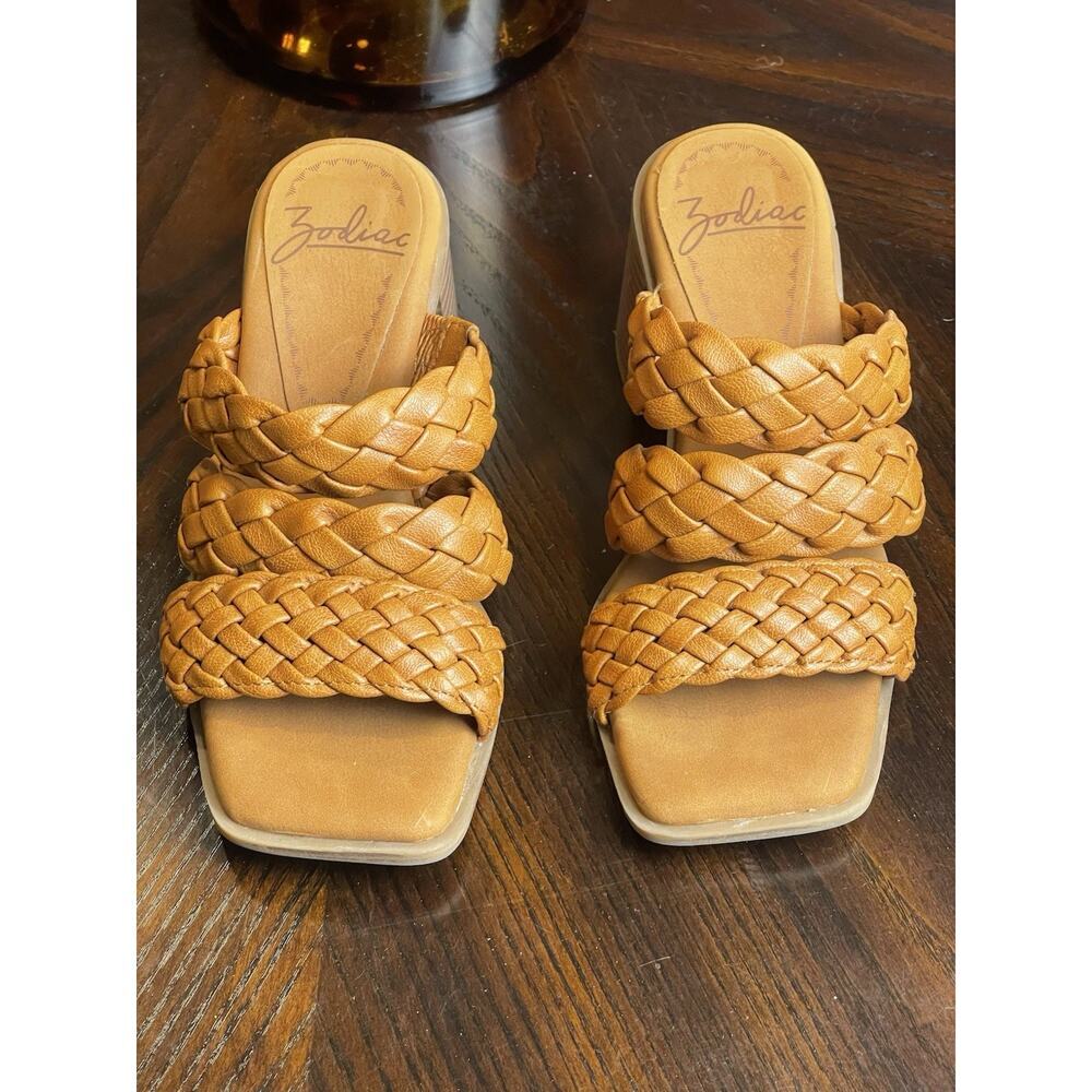 Zodiac Sandals Womens 7 Lilah Brown Braidied Slip On Chunky Heel Shoes​ - Picture 2 of 8